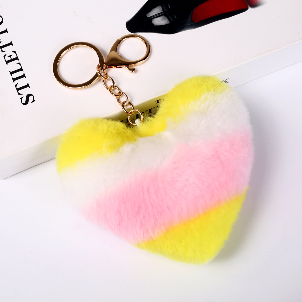 Ombre Style Heart Pompom(Keychain not included)
