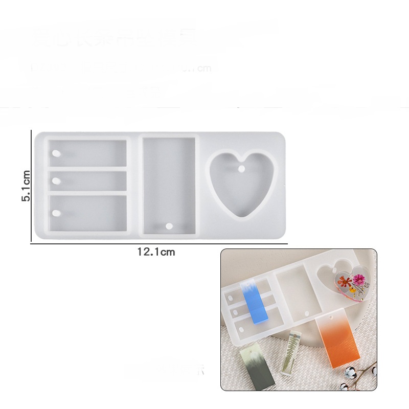 Crystal Love Rectangular Shape Pendant Keychain Mold